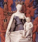 Jean Fouquet right wing of Melun diptychVirgin and Child Surrounded by Angels Showing Charles VII mistress Agnes Sorel painting